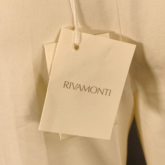 RIVAMONTI Size 4 White Cotton Blend Narrow Leg Dress Pants - Picture 4 of 10